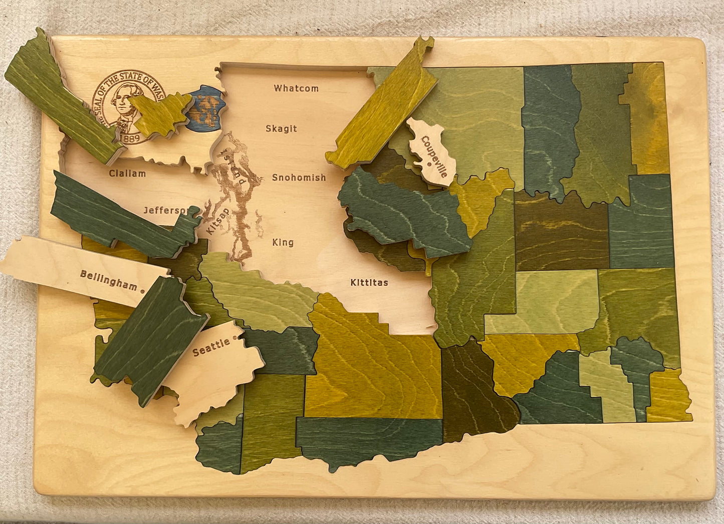 Wood Map of Washington State