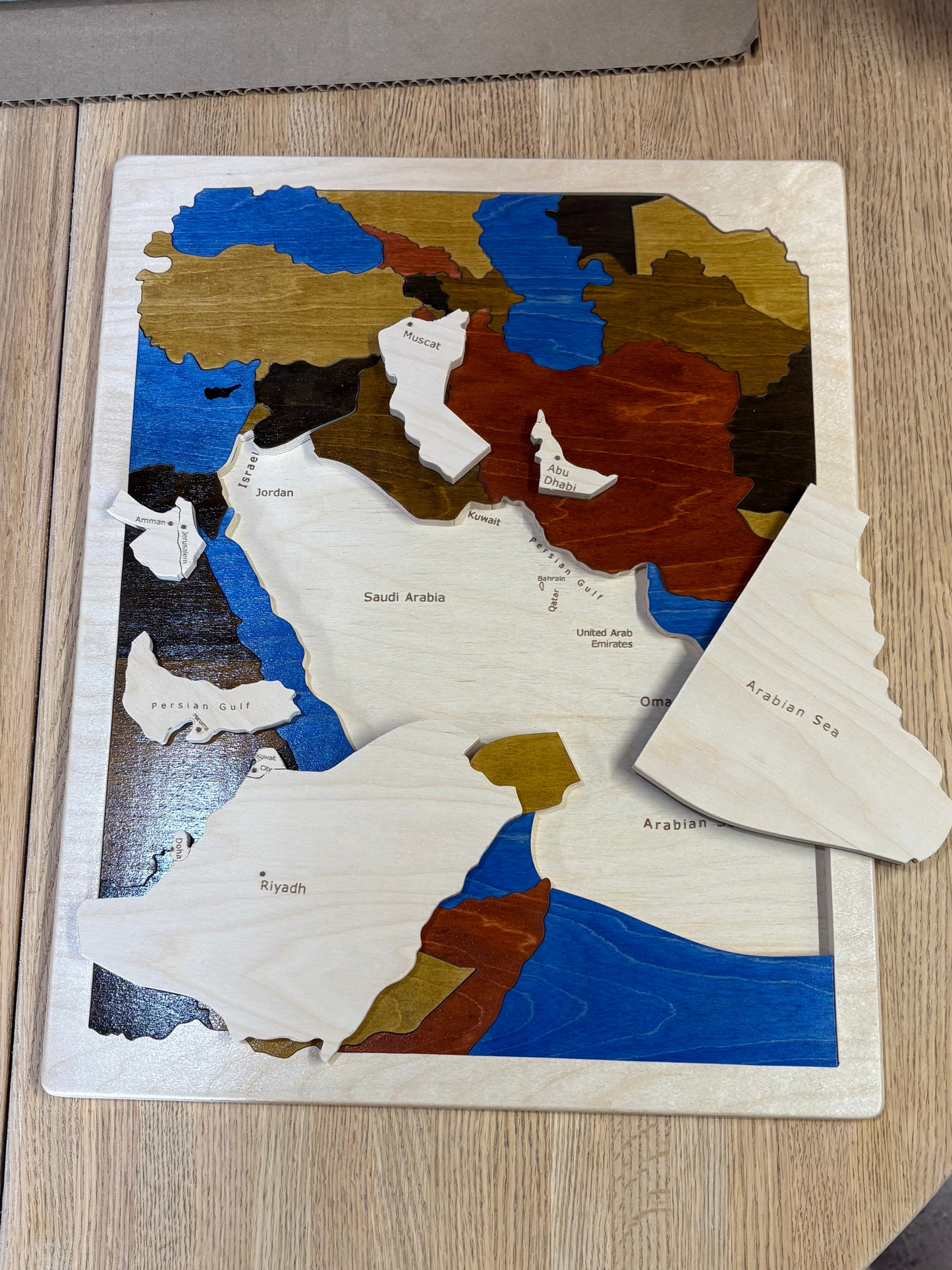Wood Map of Middle East and neighbors