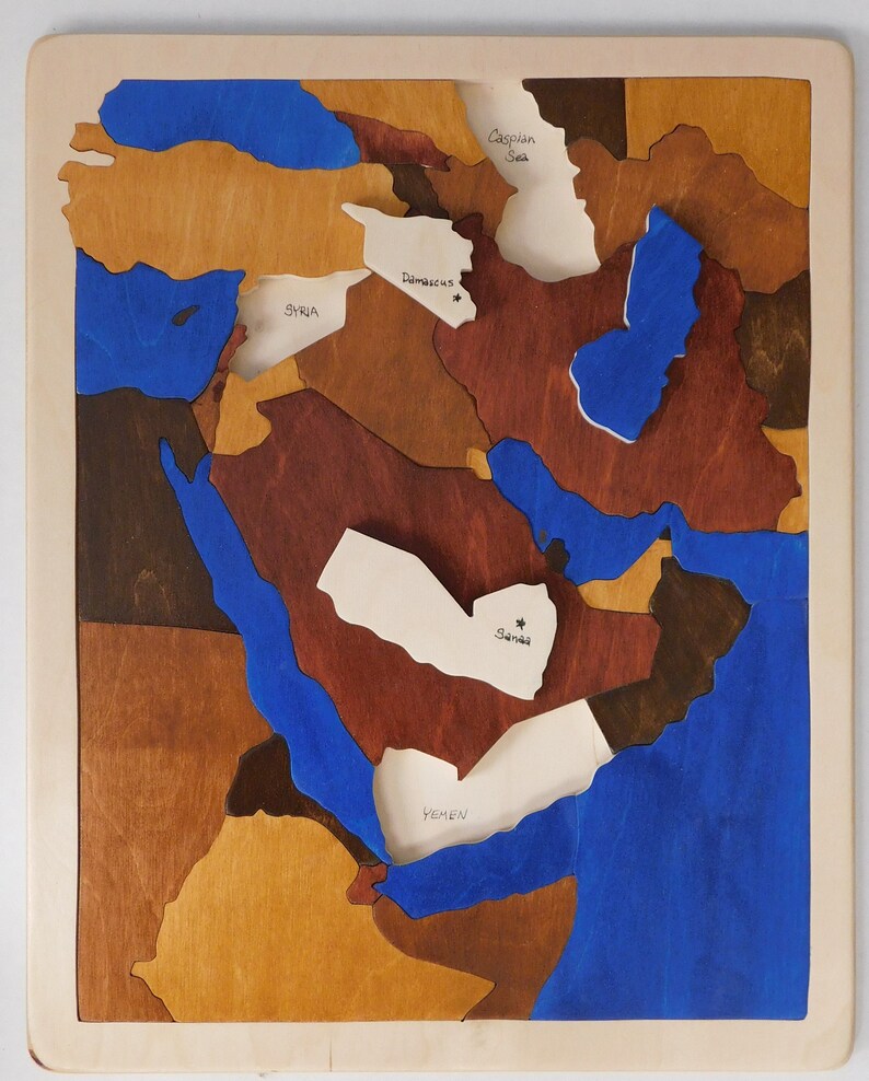 Wood Map of Middle East and neighbors