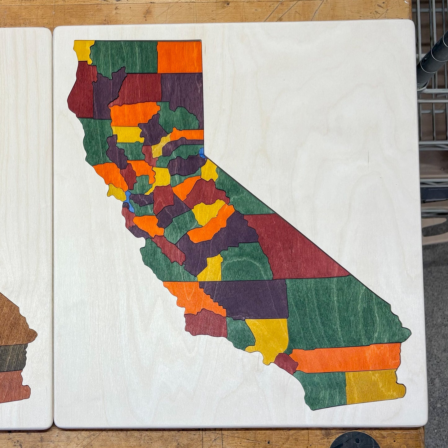 Wooden Map of California