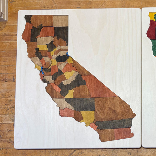Wooden Map of California