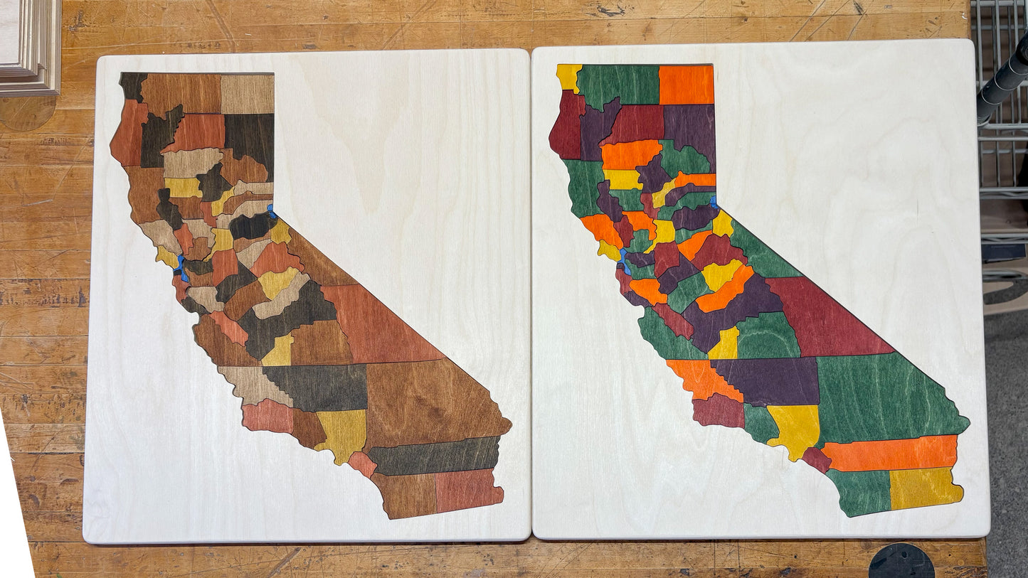 Wooden Map of California