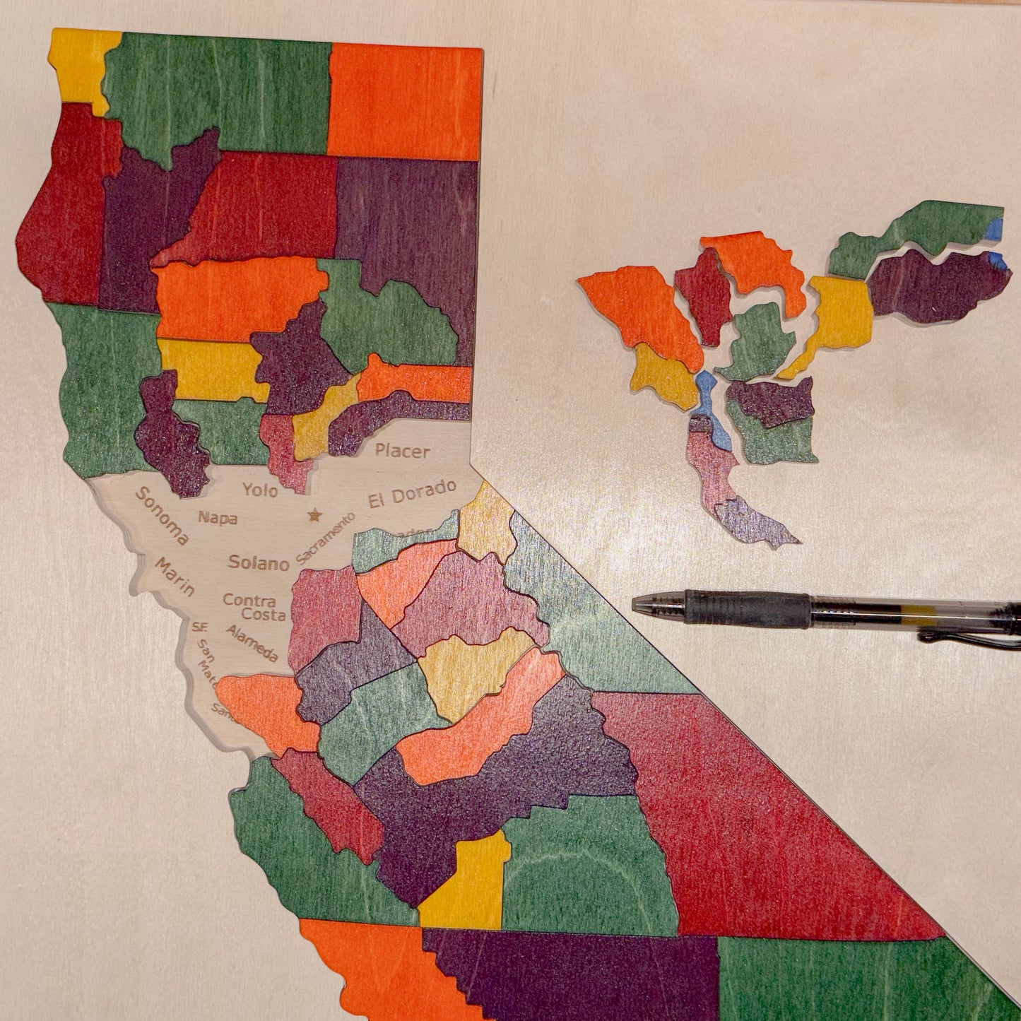 Wooden Map of California