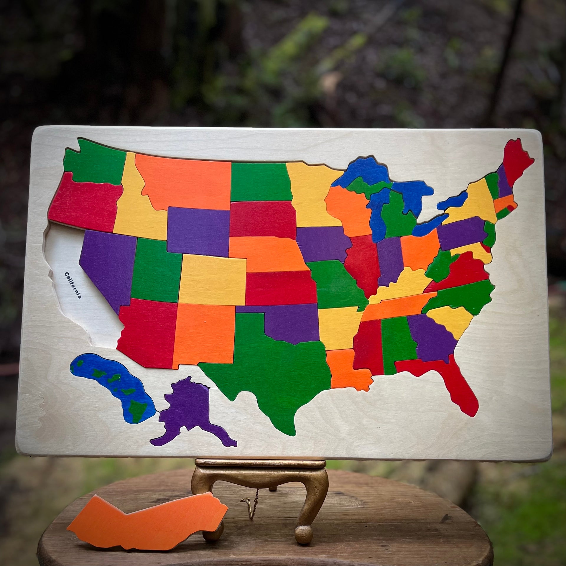 United States Wooden Map Puzzle Road Trip Tracker » Made In Michigan