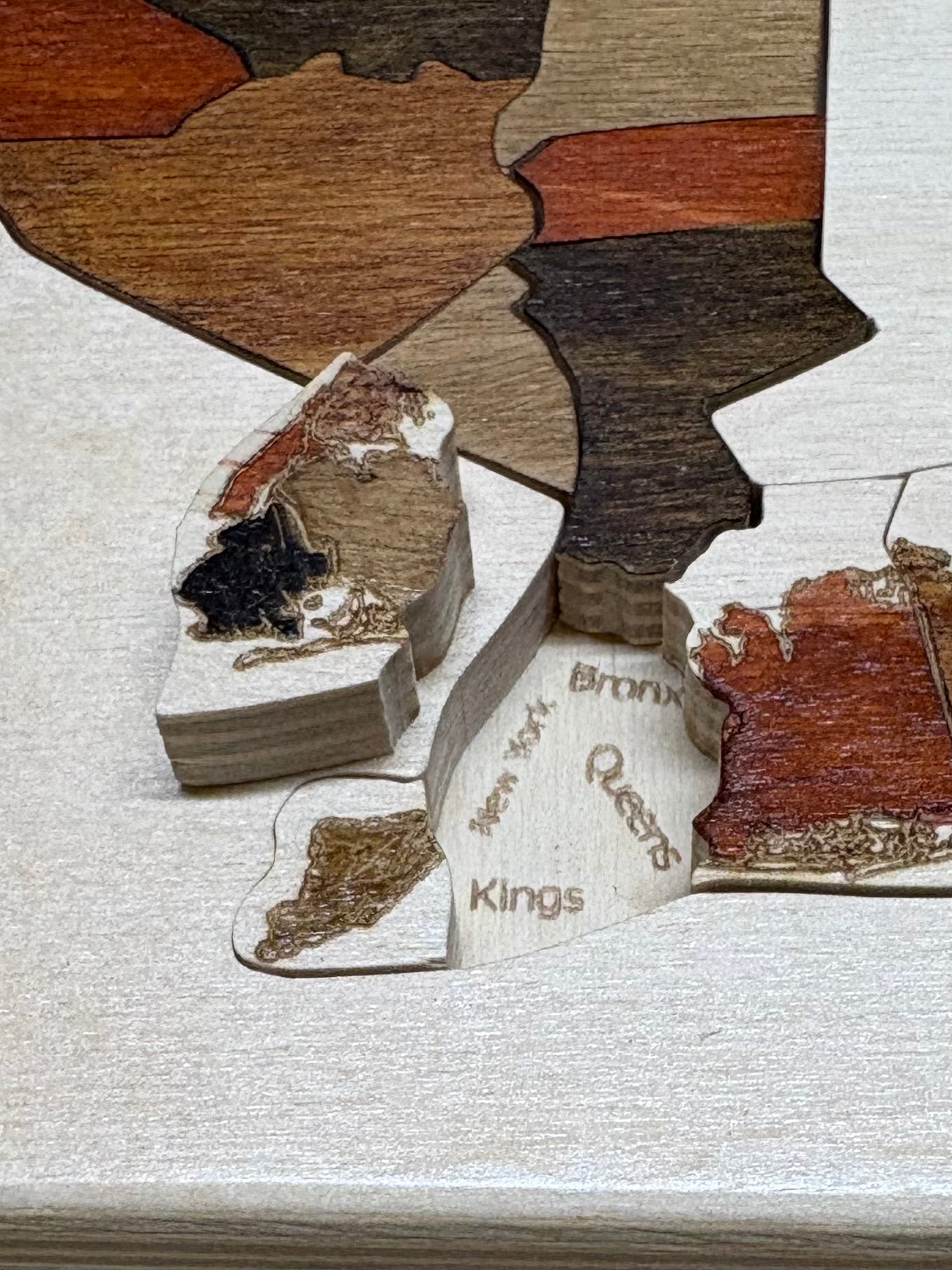 Wooden Map of New York