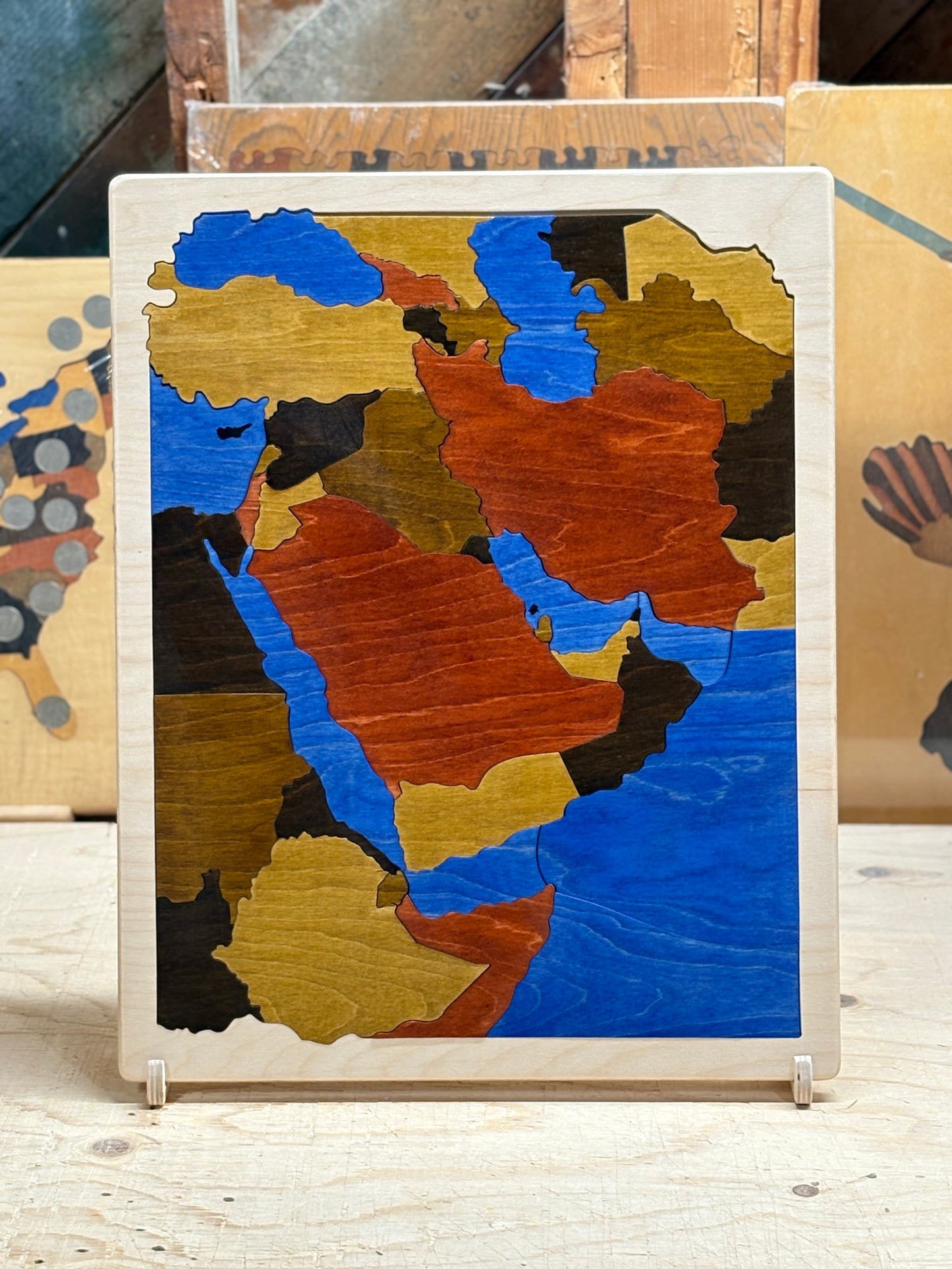 Wood Map of Middle East and neighbors