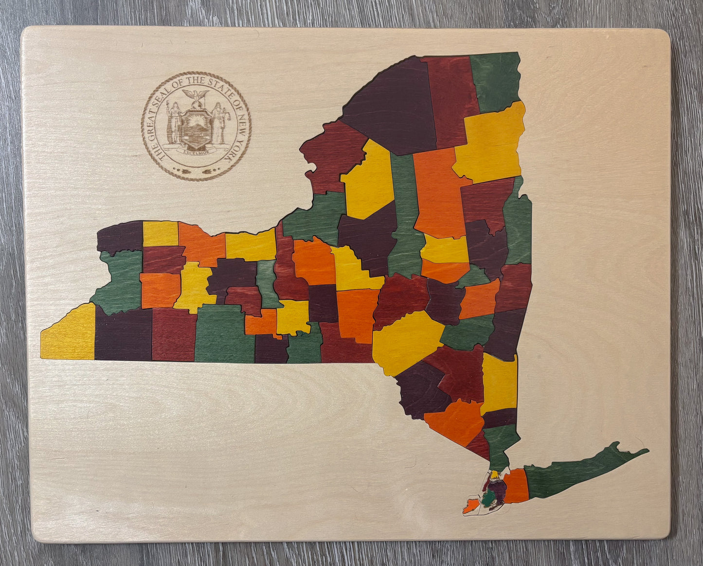 Wooden Map of New York