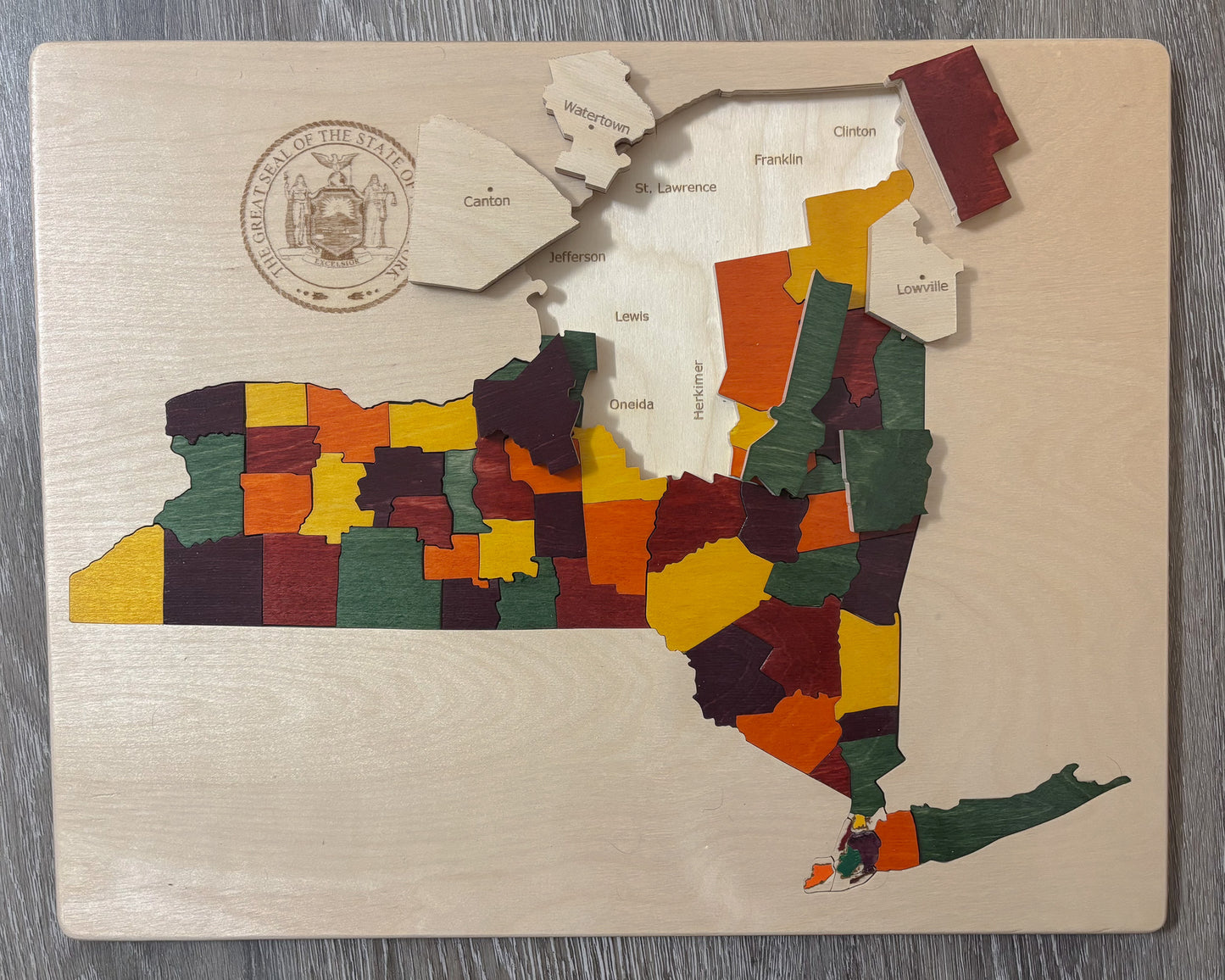 Wooden Map of New York