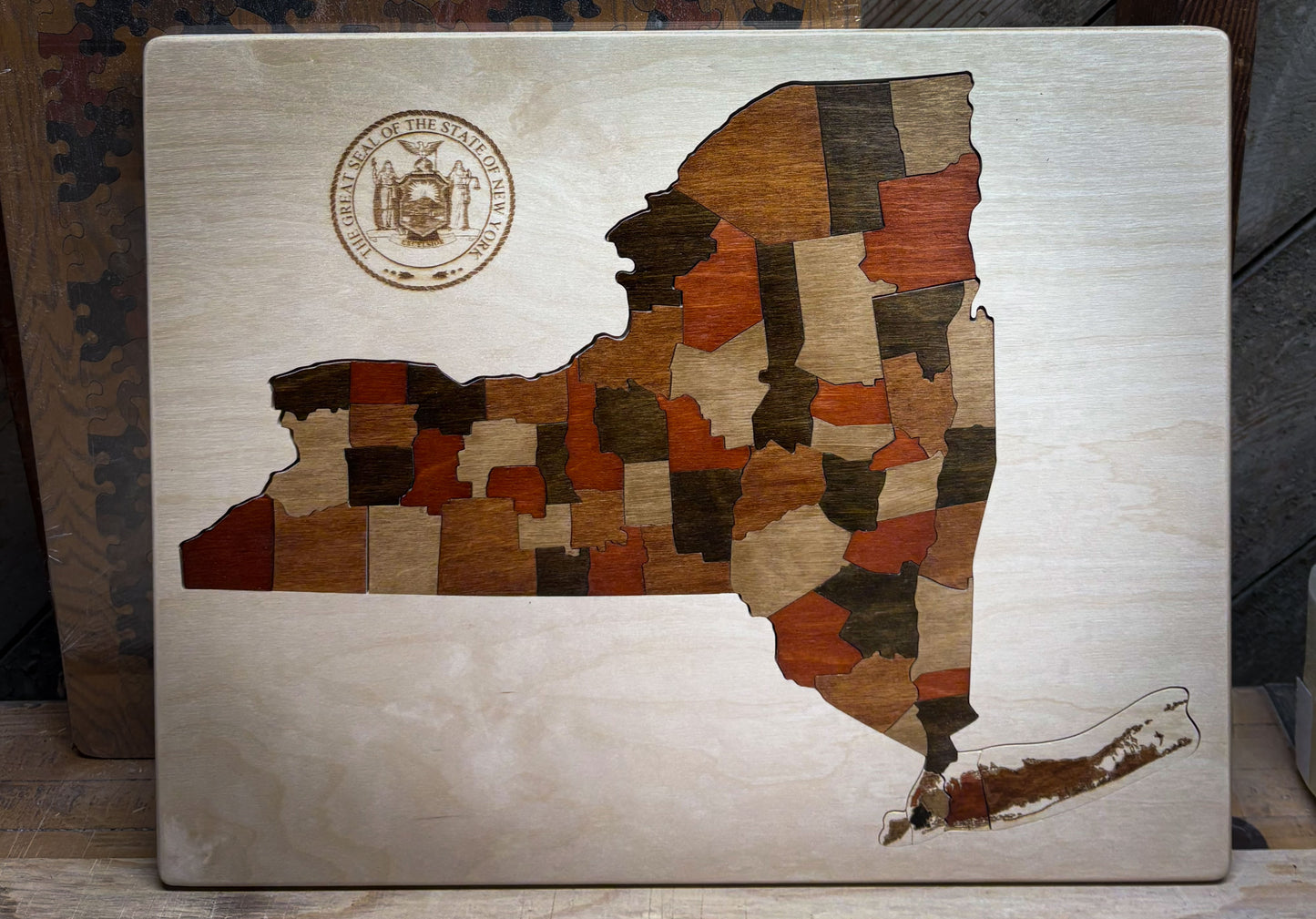 Wooden Map of New York
