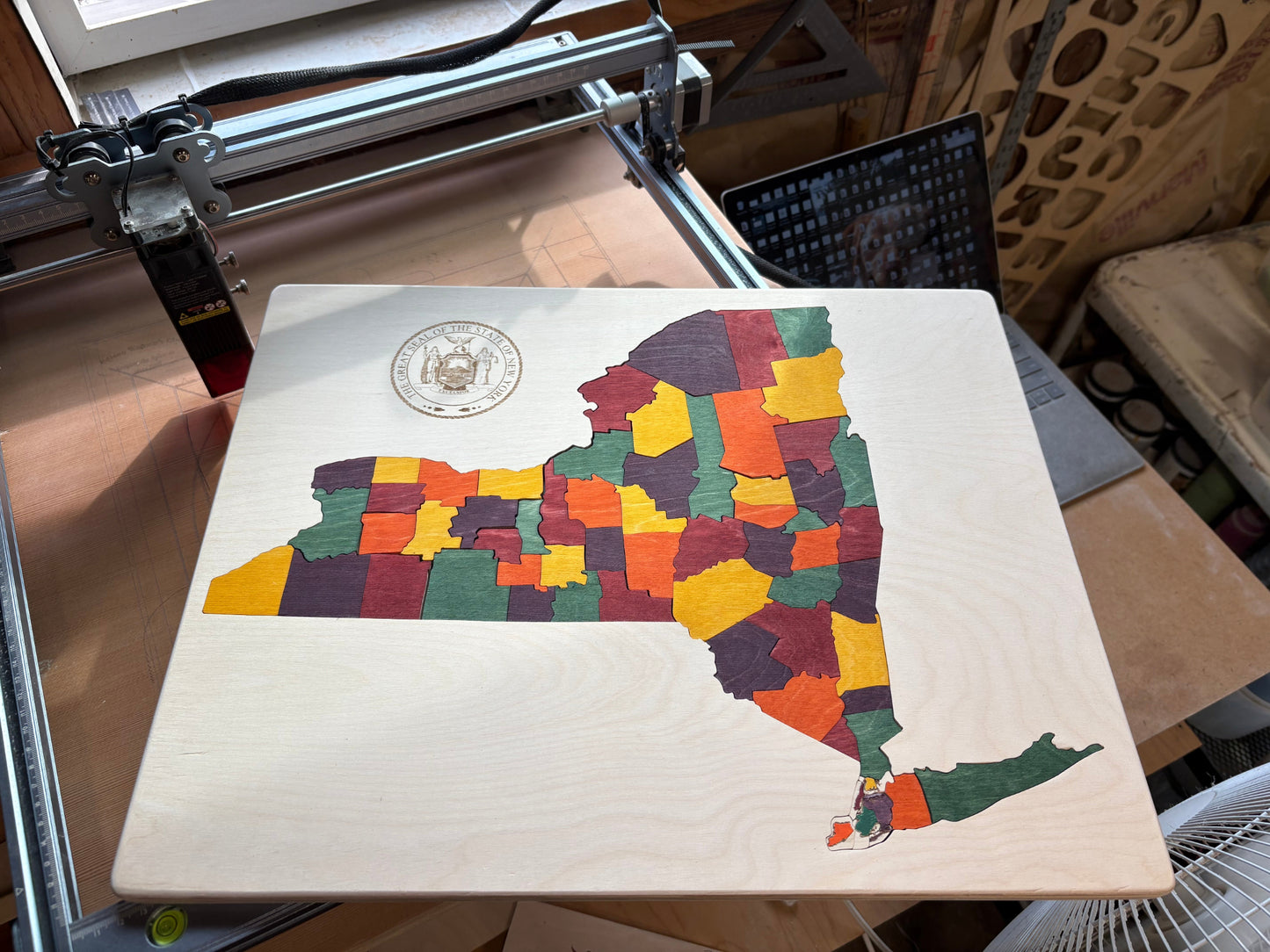Wooden Map of New York