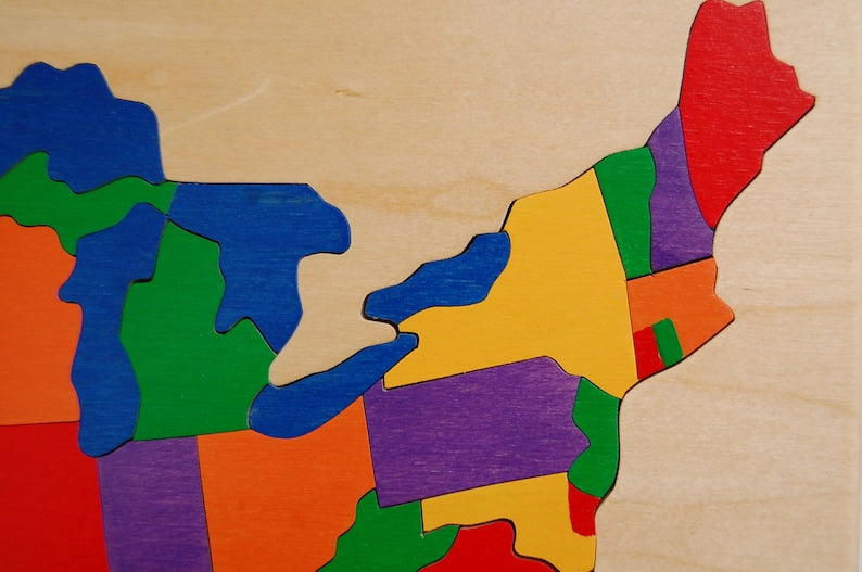 Montessori Puzzle Wooden Map, Educational Wooden Maps, Map Puzzle