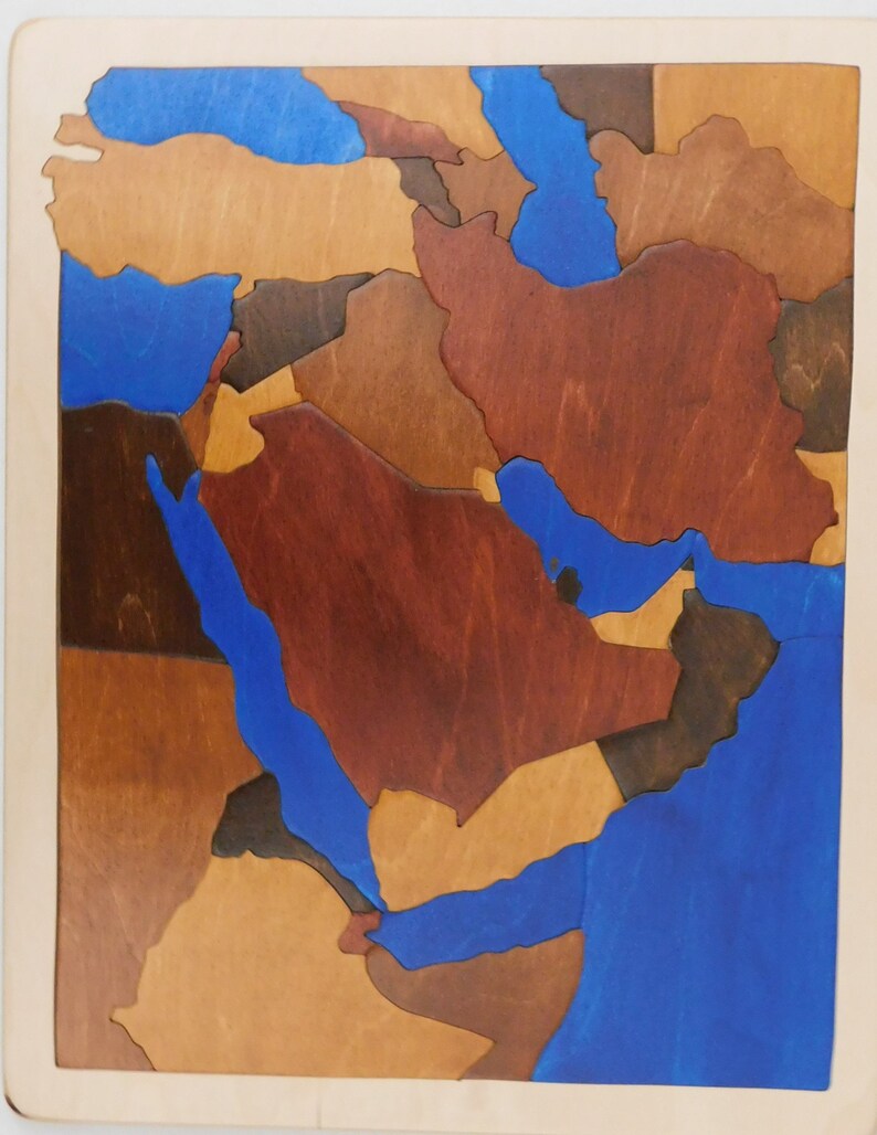 Wood Map of Middle East and neighbors