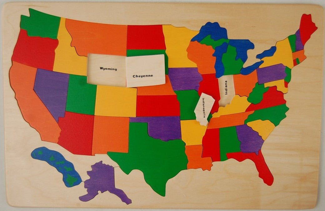 United States Wooden Map Puzzle Road Trip Tracker » Made In Michigan